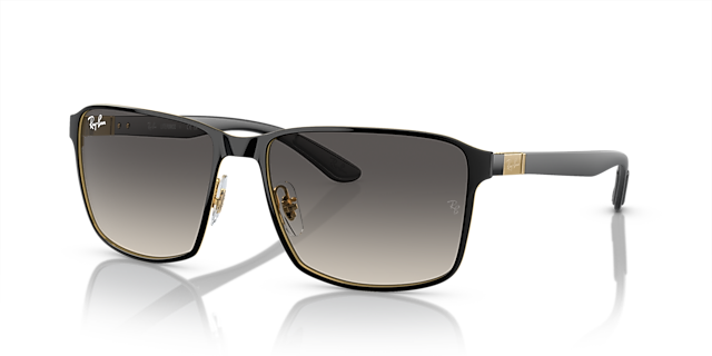 RB3721 Zwart op goud MetaalSunglass Frames van B24, Hoekweergave