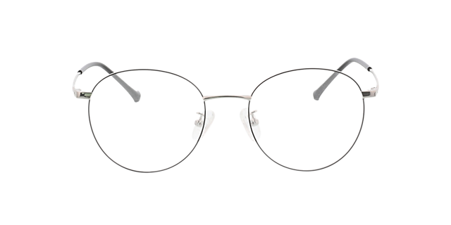 Charlottenburg Schwarz & Silber MetallEyeglass Frames von B24, Vorderansicht