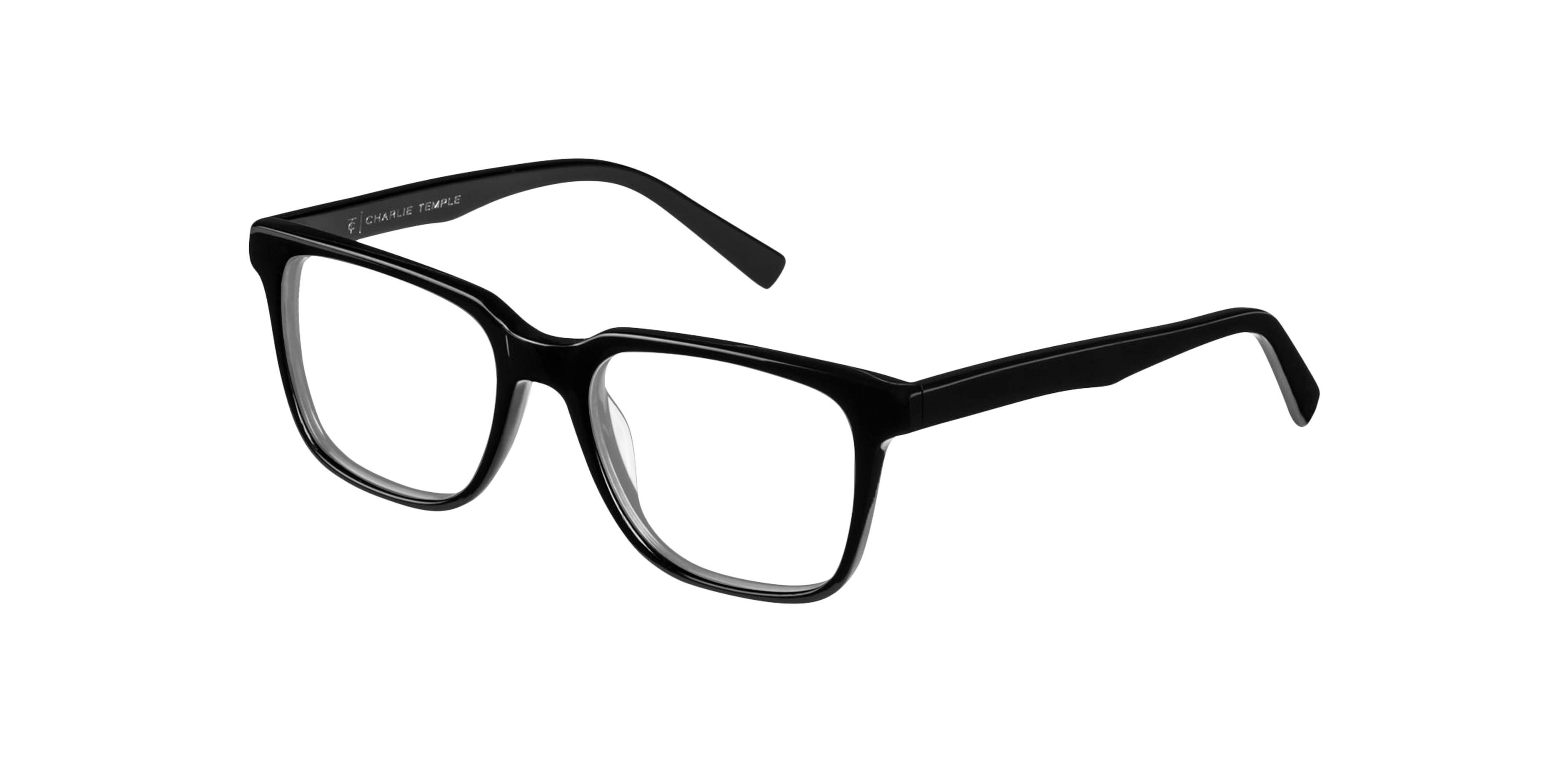 Balthazar Jet Black AcetaatEyeglass Frames van B24, Hoekweergave