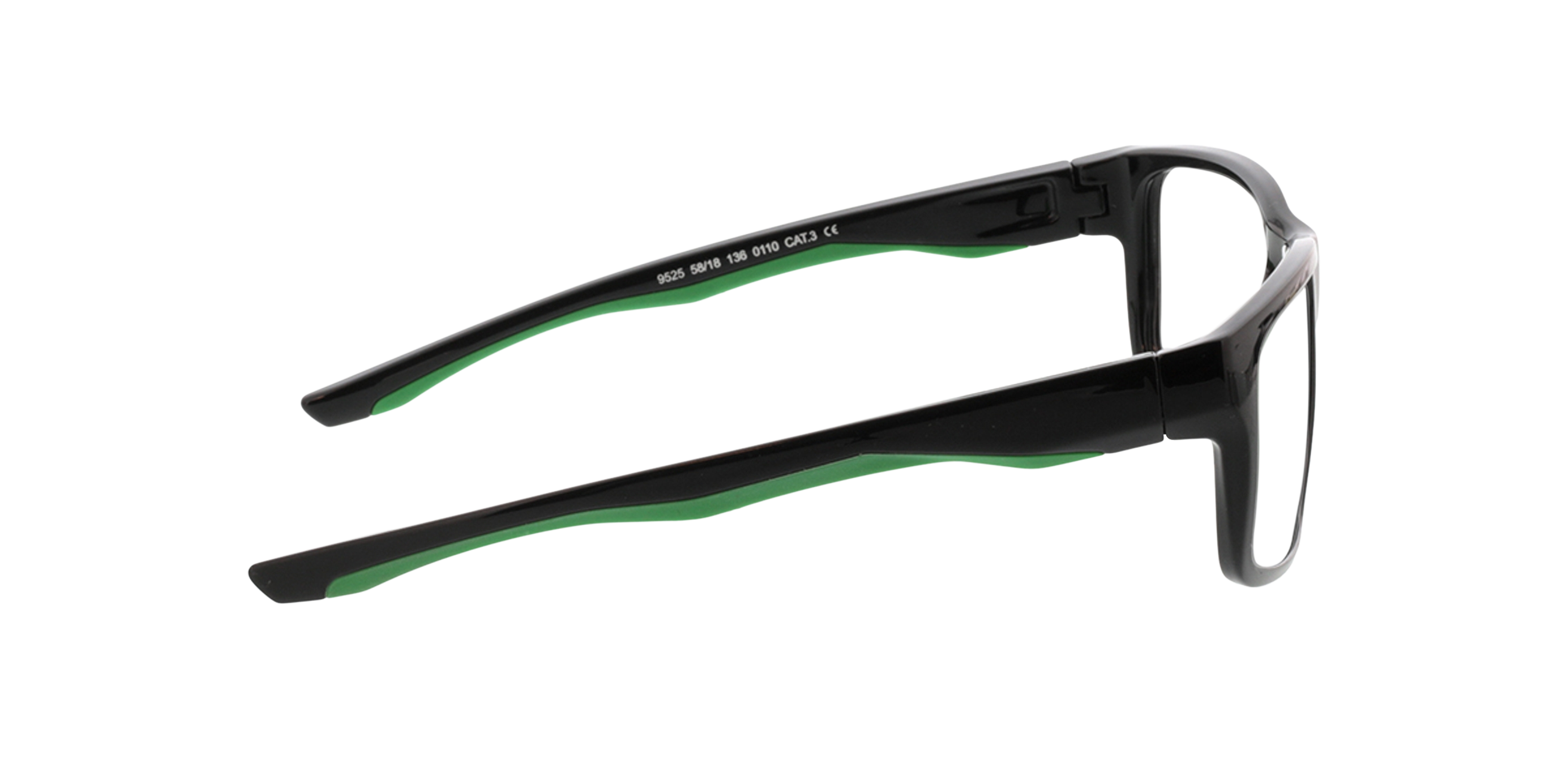 Beat Schwarz & Grün KunststoffEyeglass Frames von B24, Seitenansicht