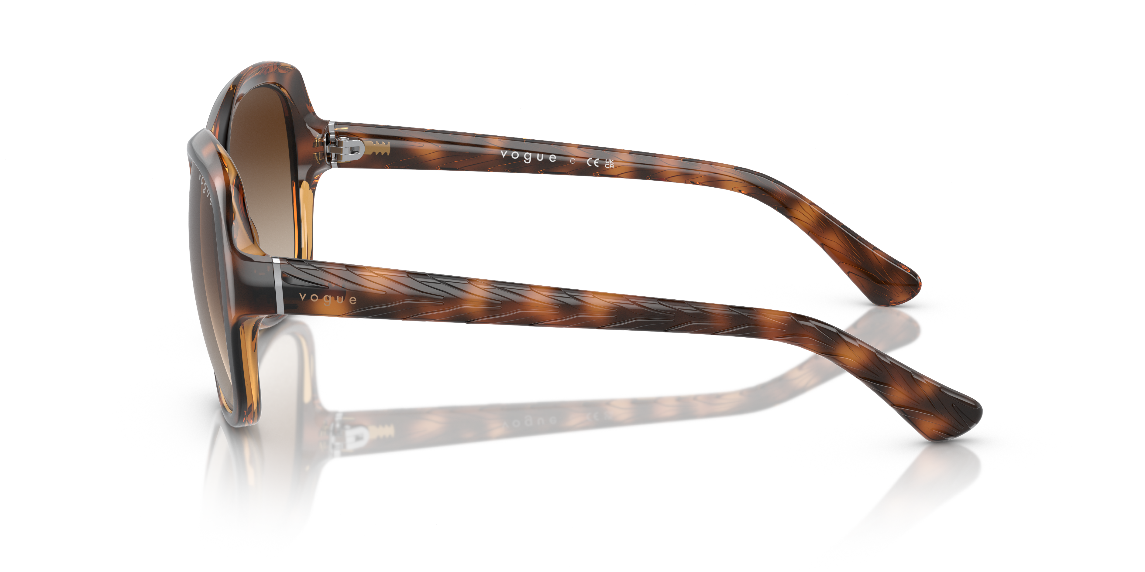 VO2871S Gestreept donker Havana KunststofSunglass Frames van B24, Zijaanzicht