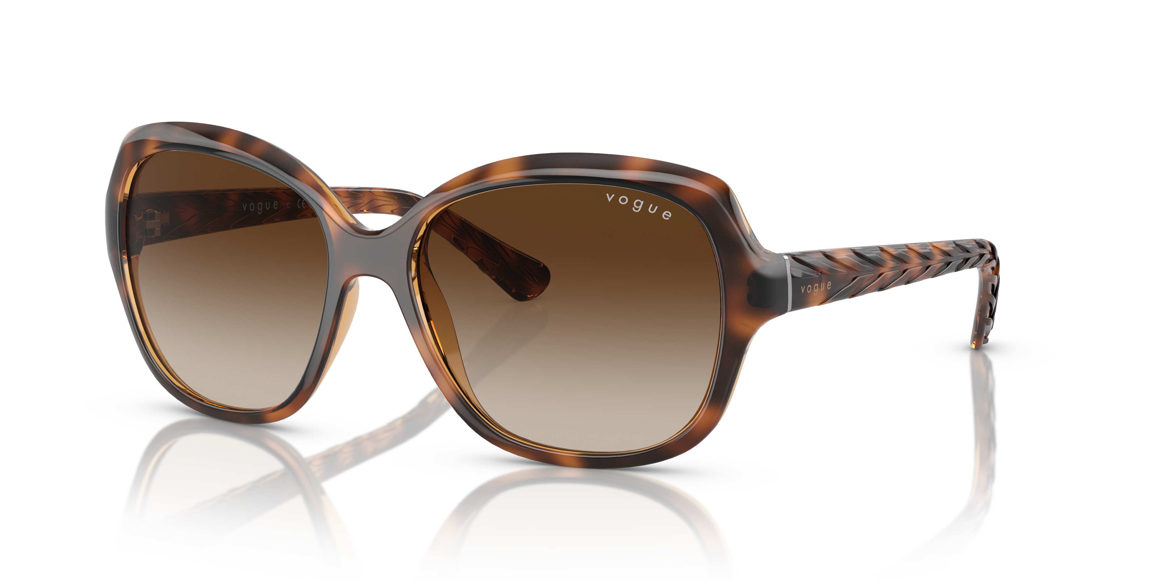 VO2871S Gestreept donker Havana KunststofSunglass Frames van B24, Hoekweergave