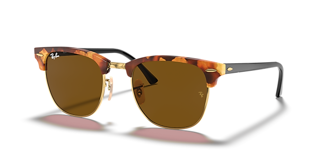 Clubmaster Fleck Bruin Havana AcetaatSunglass Frames van B24, Hoekweergave
