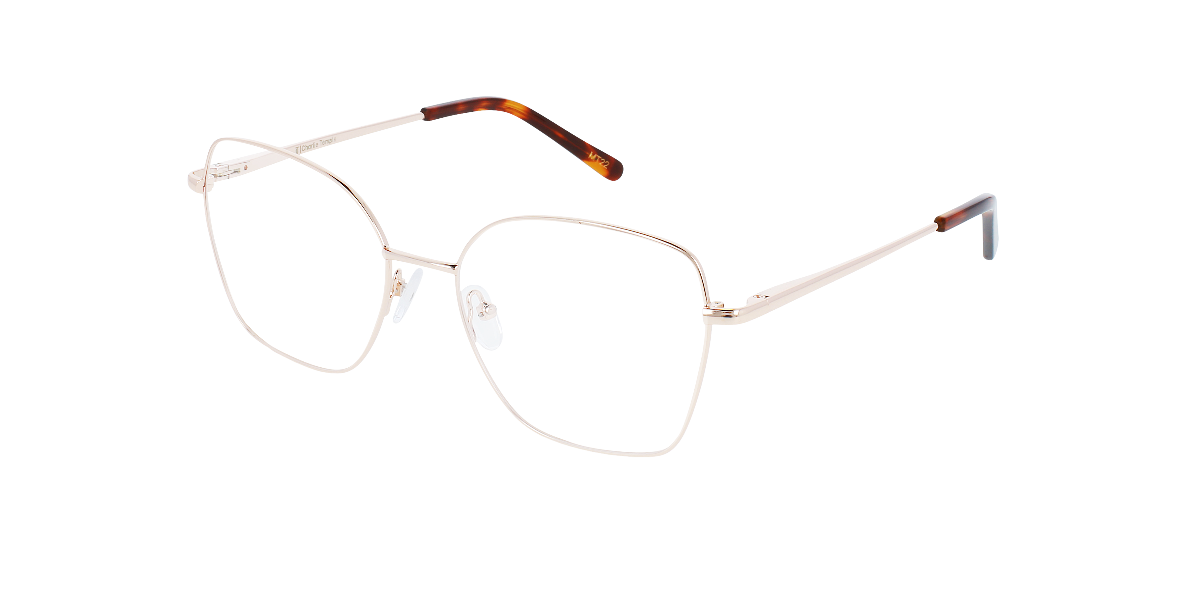 Lotte Rose Gold Metal MetaalEyeglass Frames van B24, Hoekweergave