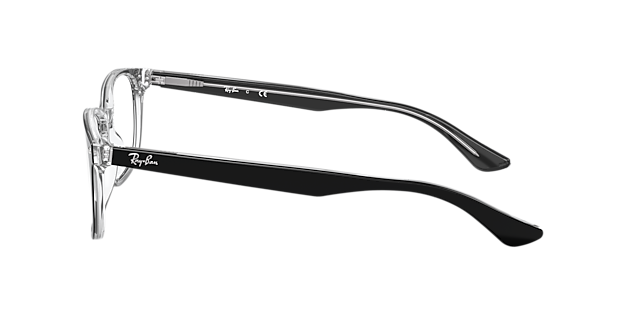 RB5375 Zwart op transparant AcetaatEyeglass Frames van B24, Zijaanzicht