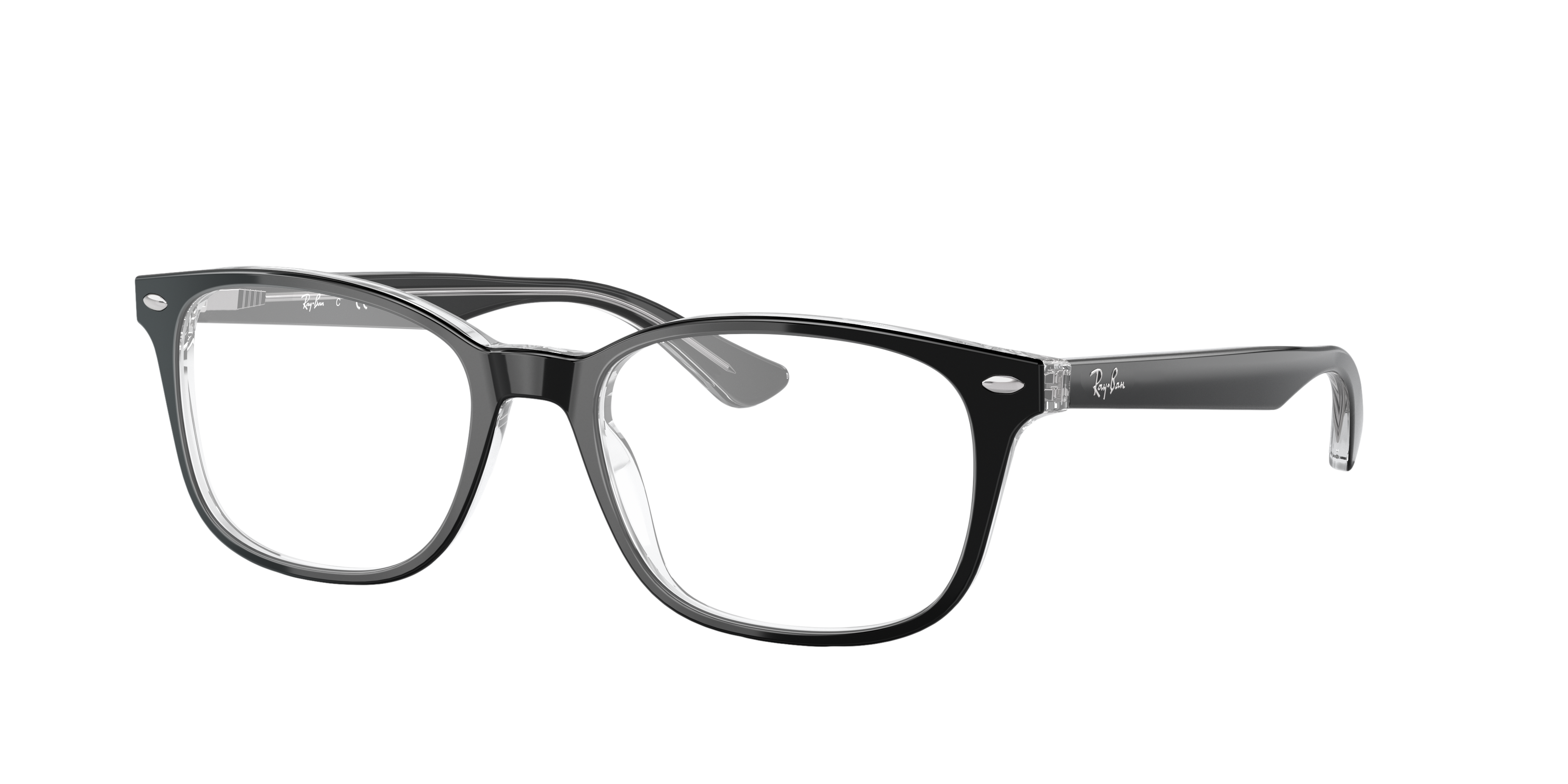 RB5375 Schwarz auf Transparent AcetatEyeglass Frames von B24, Dreiviertelansicht