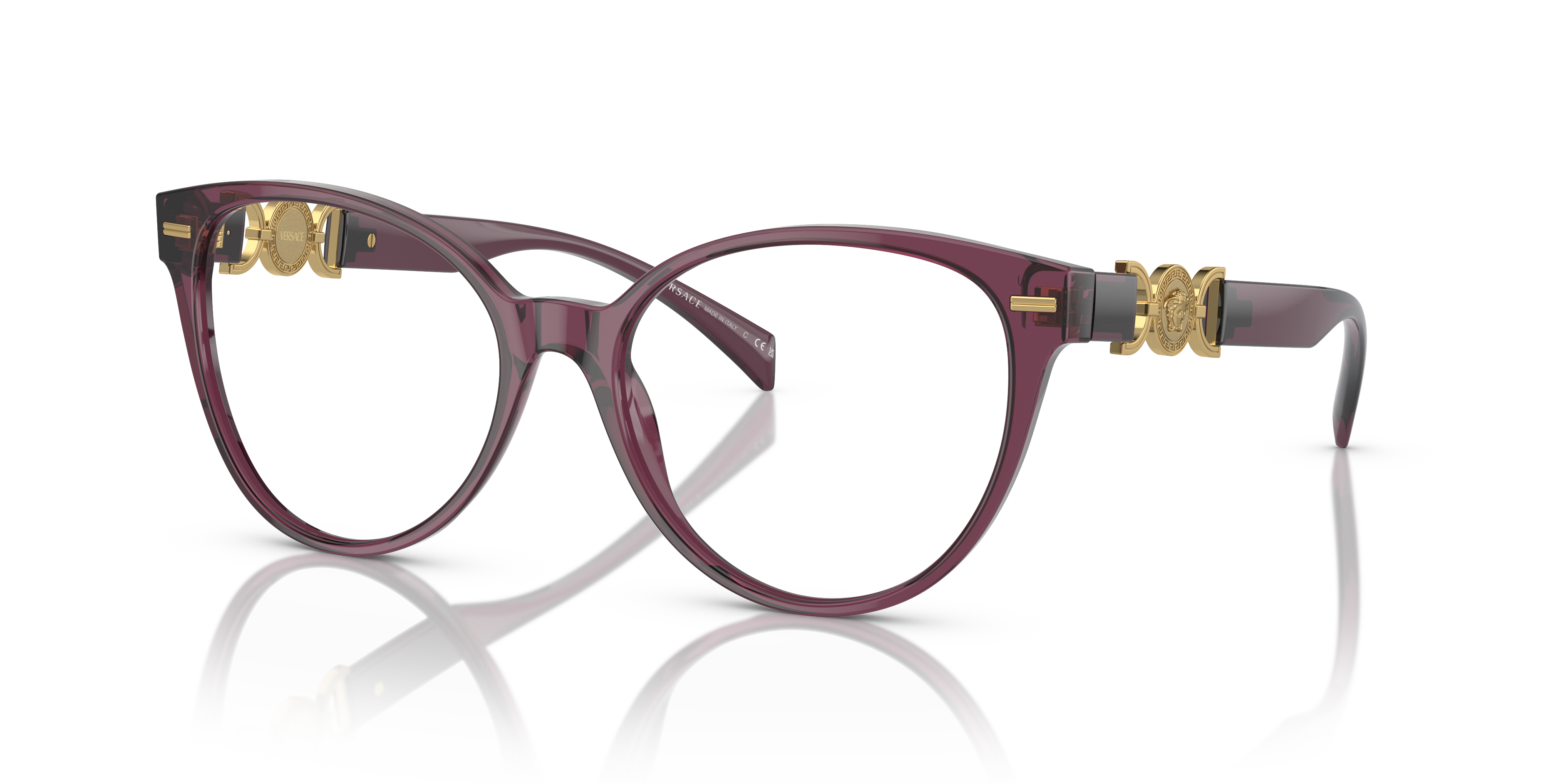 VE3334 Transparant violet AcetaatEyeglass Frames van B24, Hoekweergave
