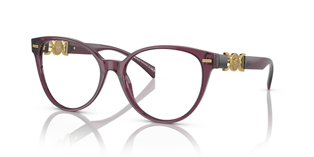VE3334 Transparant violet AcetaatEyeglass Frames van B24, Hoekweergave