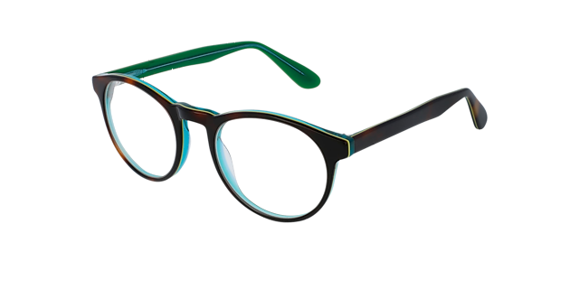 Parker CT Tortoise & Emerald AcetaatEyeglass Frames van B24, Hoekweergave