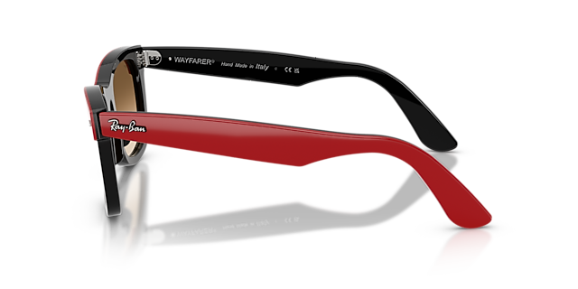 RB2240 Red On Black AcetaatSunglass Frames van B24, Zijaanzicht