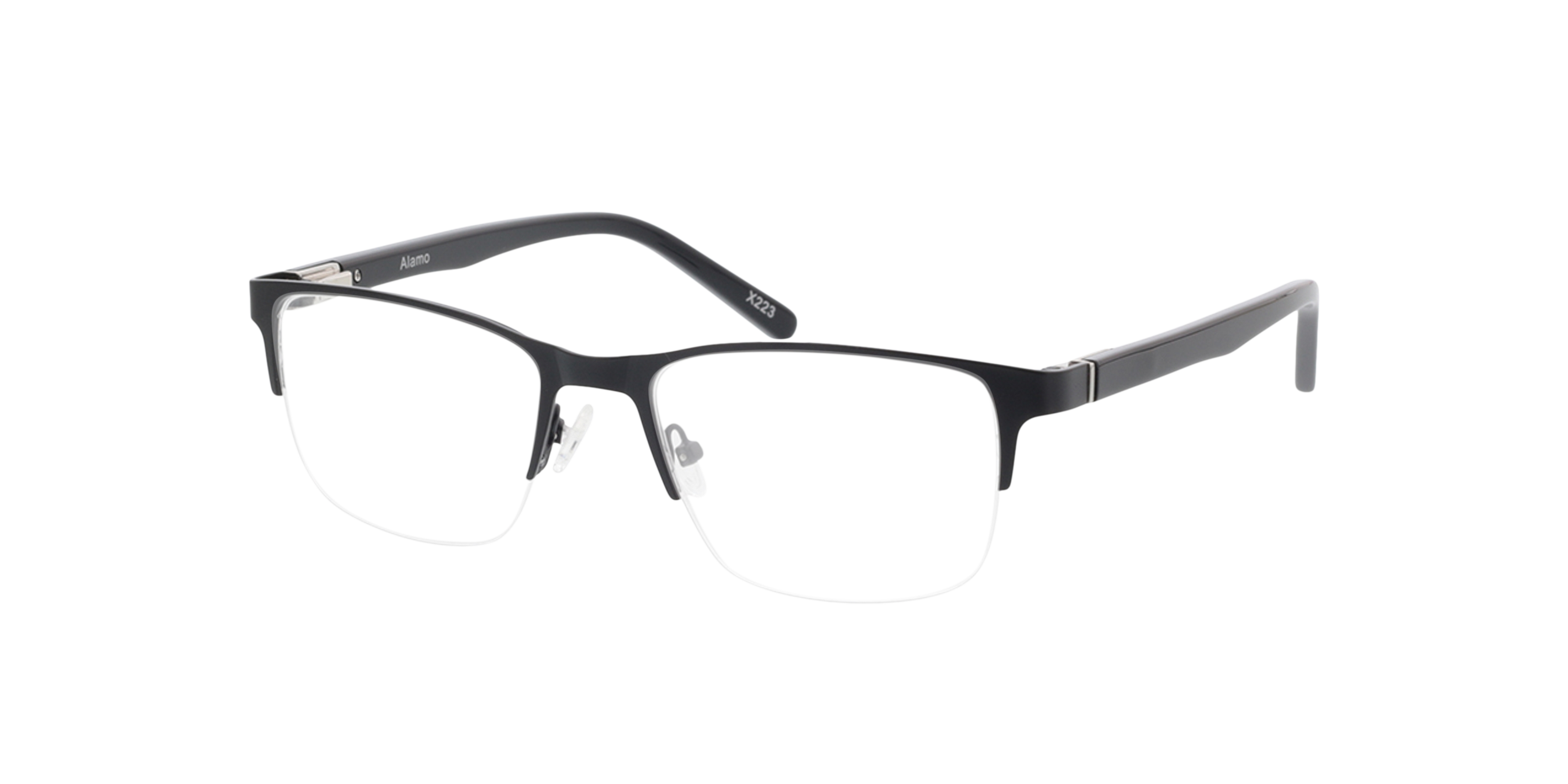 Alamo Matzwart MetaalEyeglass Frames van B24, Hoekweergave