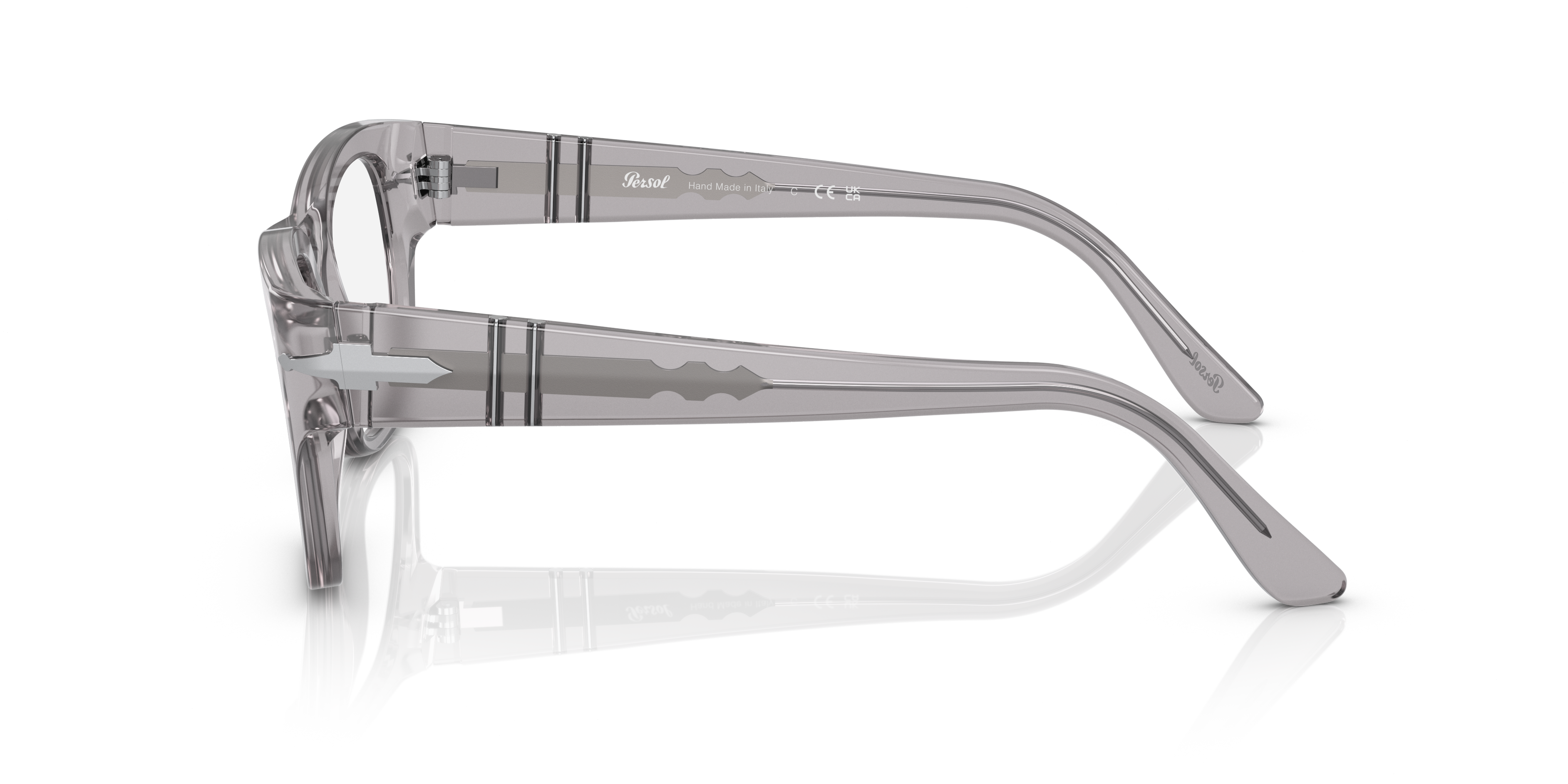 PO3297V Transparant grijs AcetaatEyeglass Frames van B24, Zijaanzicht
