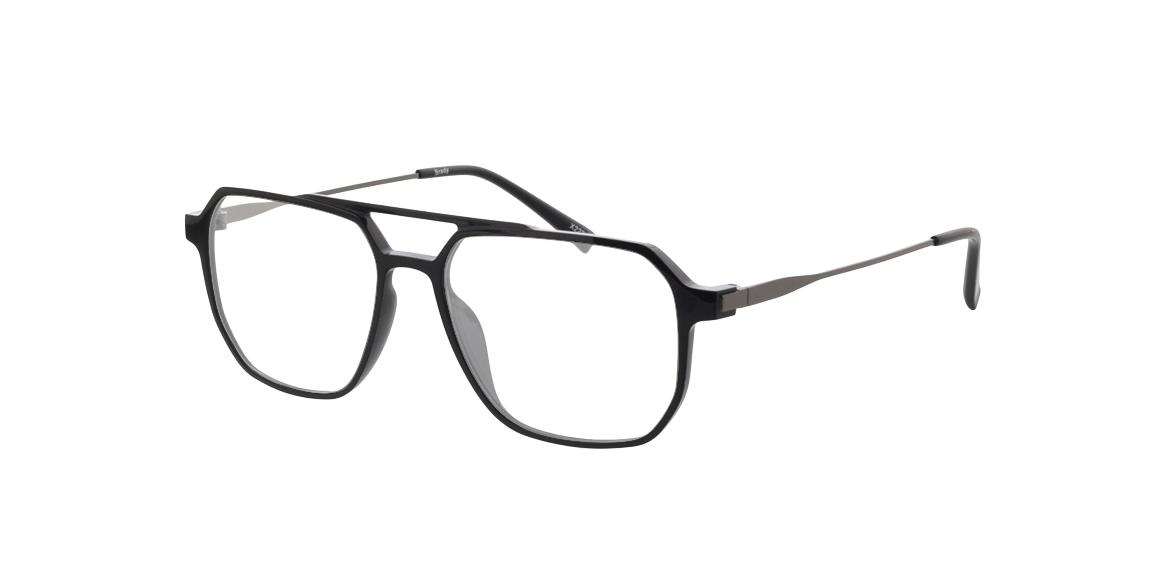 Brady Black  &  Matt Silver KunststoffEyeglass Frames von B24, Dreiviertelansicht