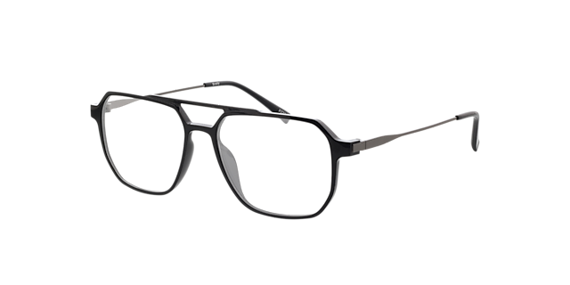 Brady Zwart  &  matzilver KunststofEyeglass Frames van B24, Hoekweergave