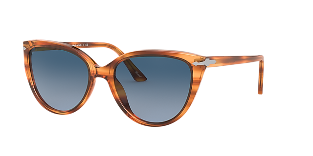 PO3251S Bruin Gestreept AcetaatSunglass Frames van B24, Hoekweergave