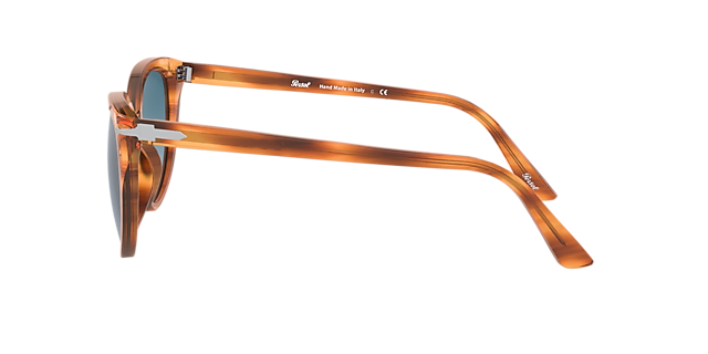 PO3251S Bruin Gestreept AcetaatSunglass Frames van B24, Zijaanzicht
