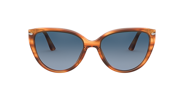 PO3251S Bruin Gestreept AcetaatSunglass Frames van B24, Vooraanzicht
