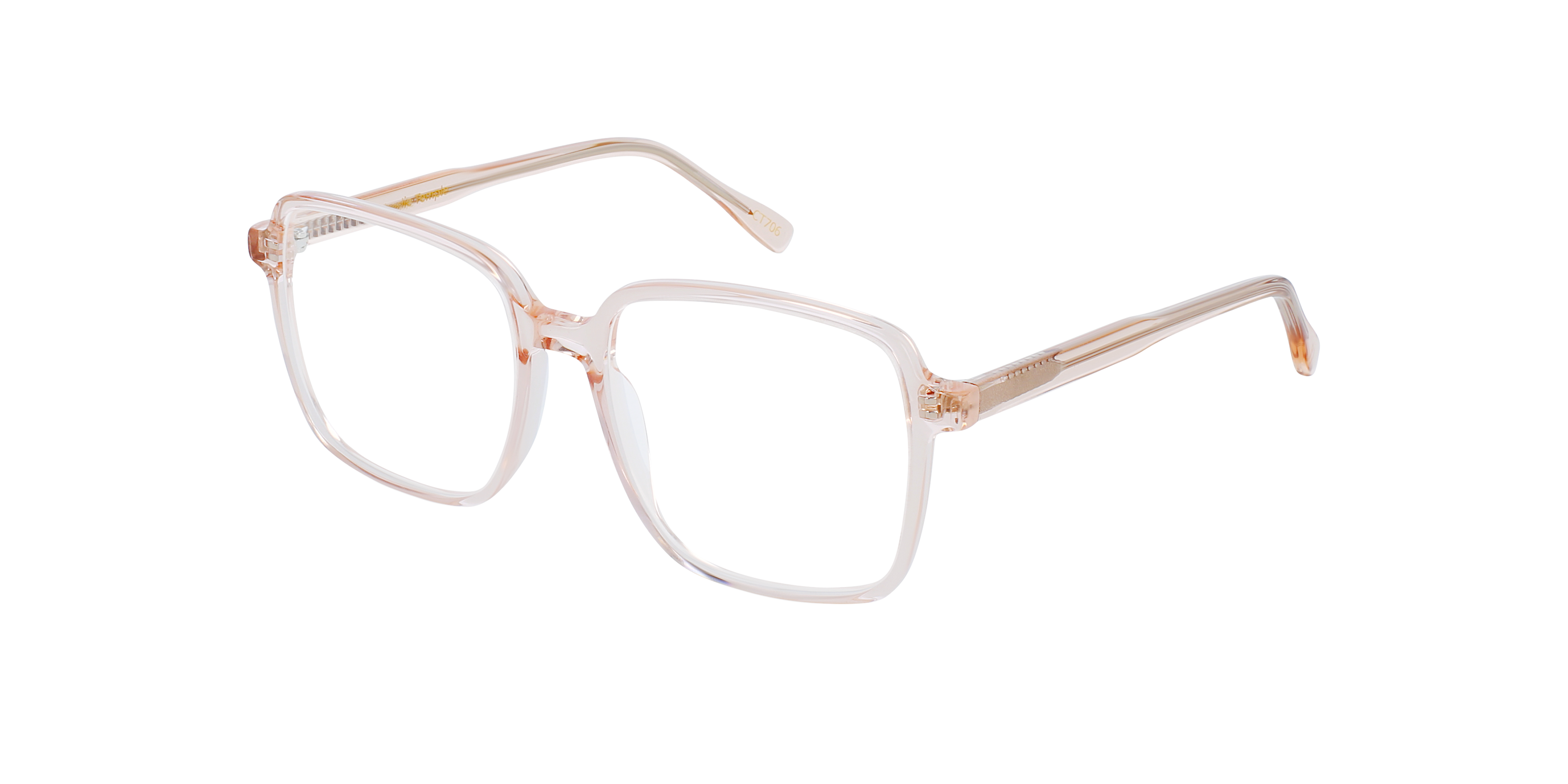 Elena CT Crystal Peach AcetaatEyeglass Frames van B24, Hoekweergave