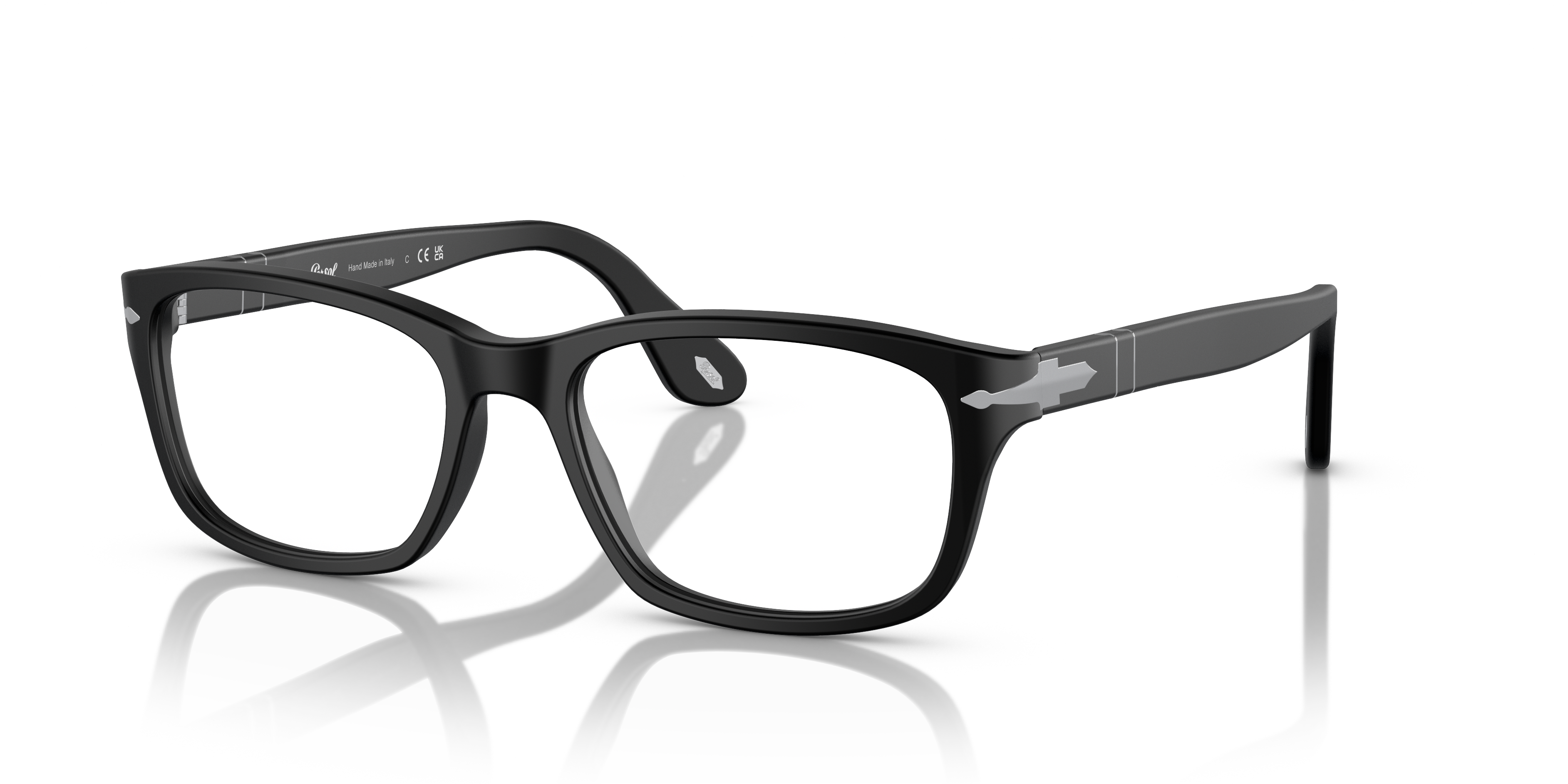 PO3012V Matt Schwarz AcetatEyeglass Frames von B24, Dreiviertelansicht