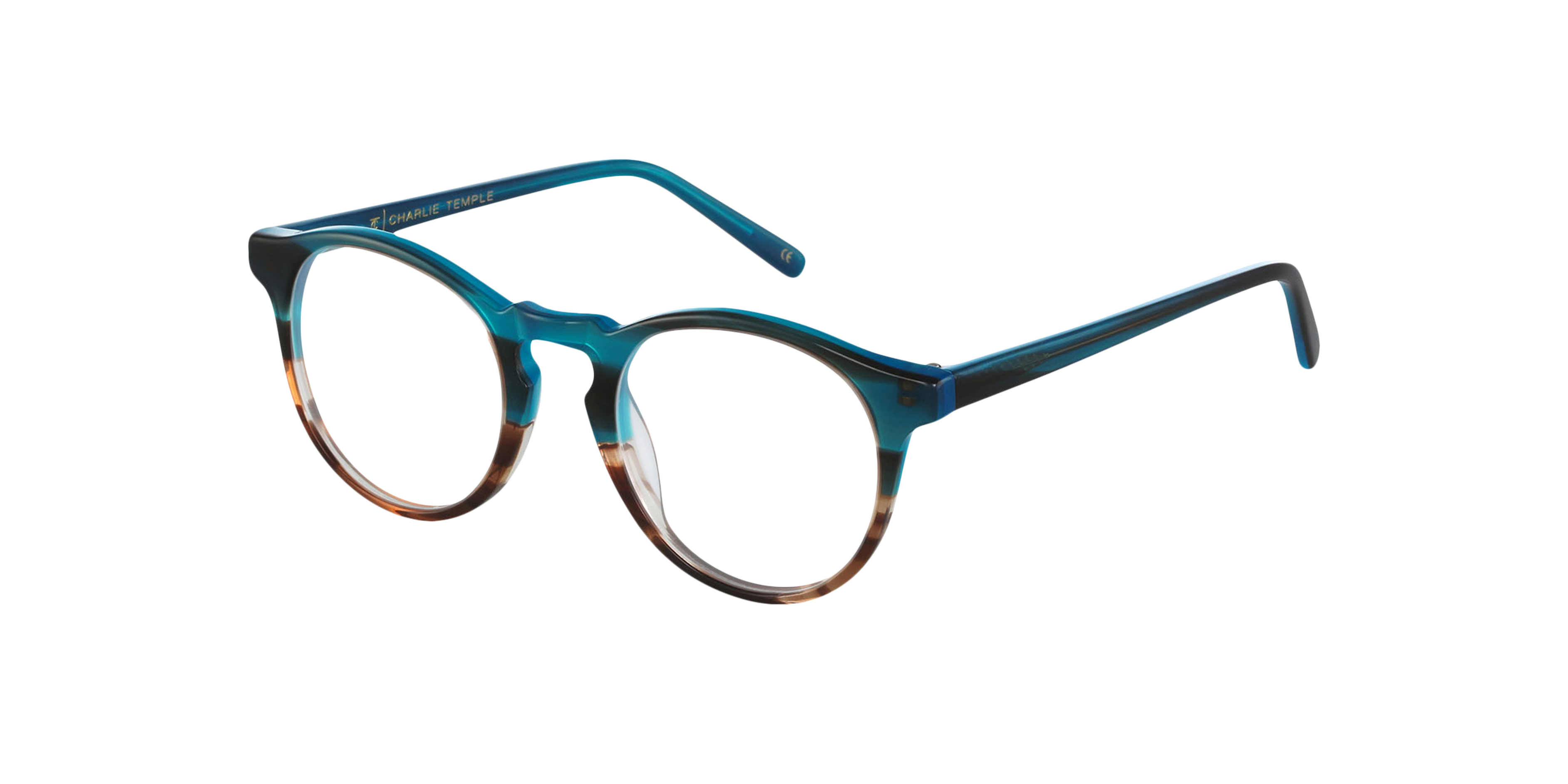 Sam Azure Fades Havana AcetaatSunglass Frames van B24, Hoekweergave