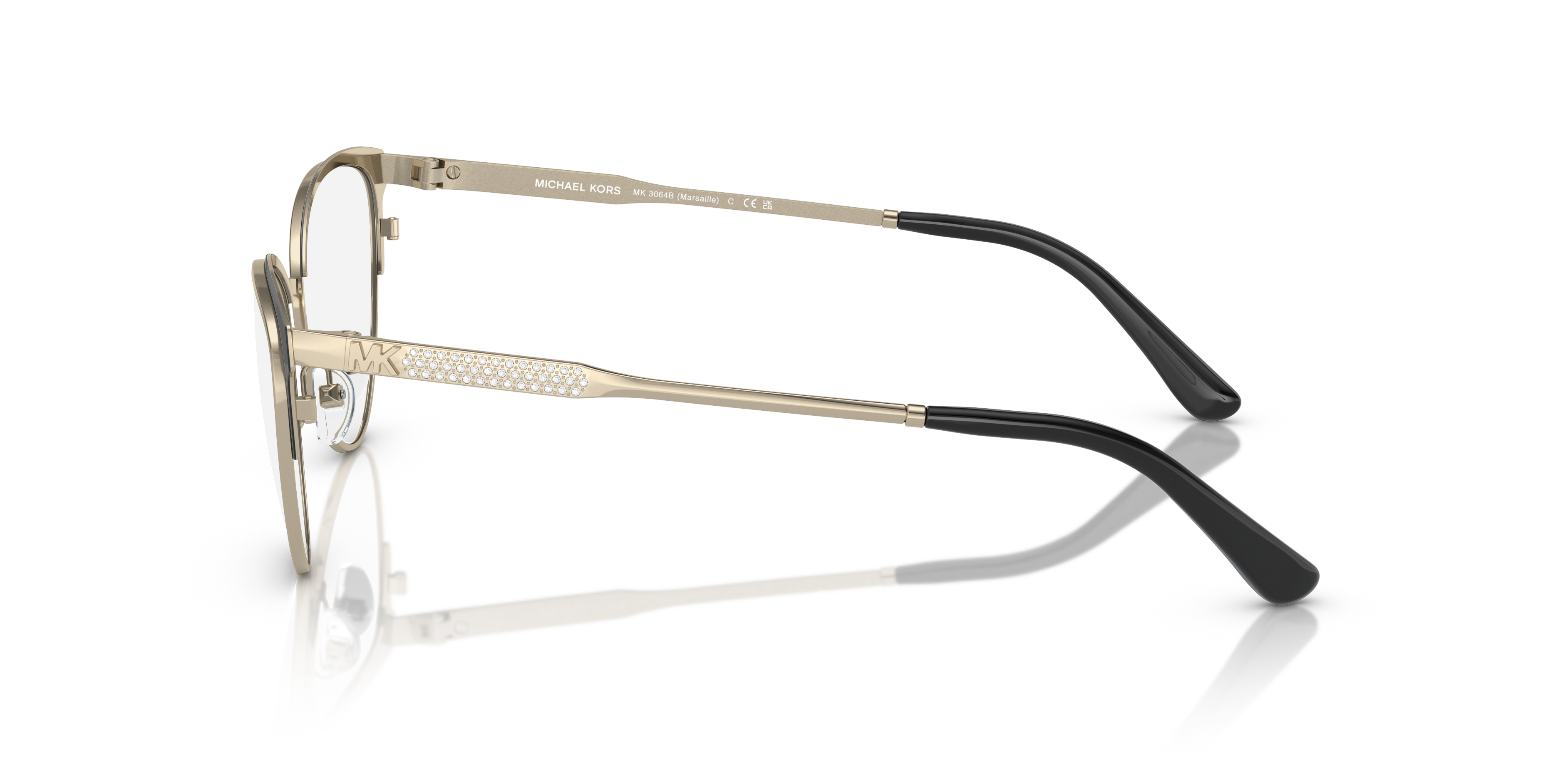 MK3064B Hellgold & Mattschwarz MetallEyeglass Frames von B24, Seitenansicht