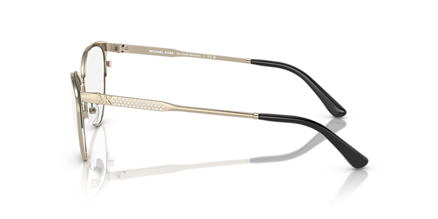 MK3064B Lichtgoud & matzwart MetaalEyeglass Frames van B24, Zijaanzicht