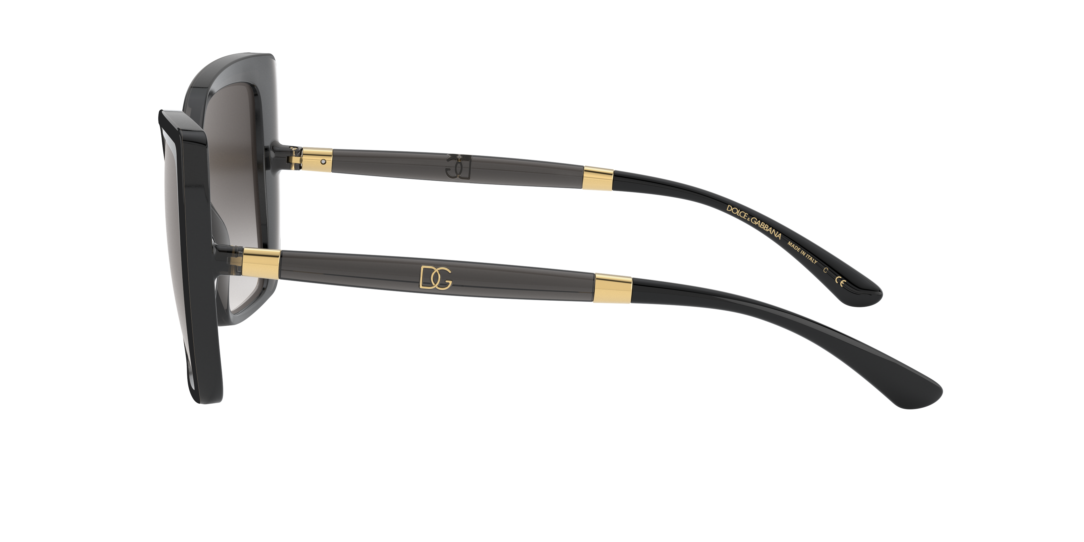 DG6138 Zwart op transparant grijs KunststofSunglass Frames van B24, Zijaanzicht