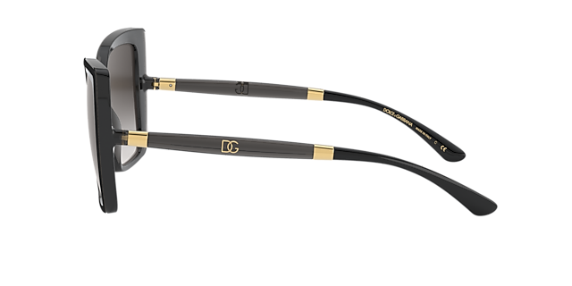 DG6138 Schwarz auf Grau transparent KunststoffSunglass Frames von B24, Seitenansicht