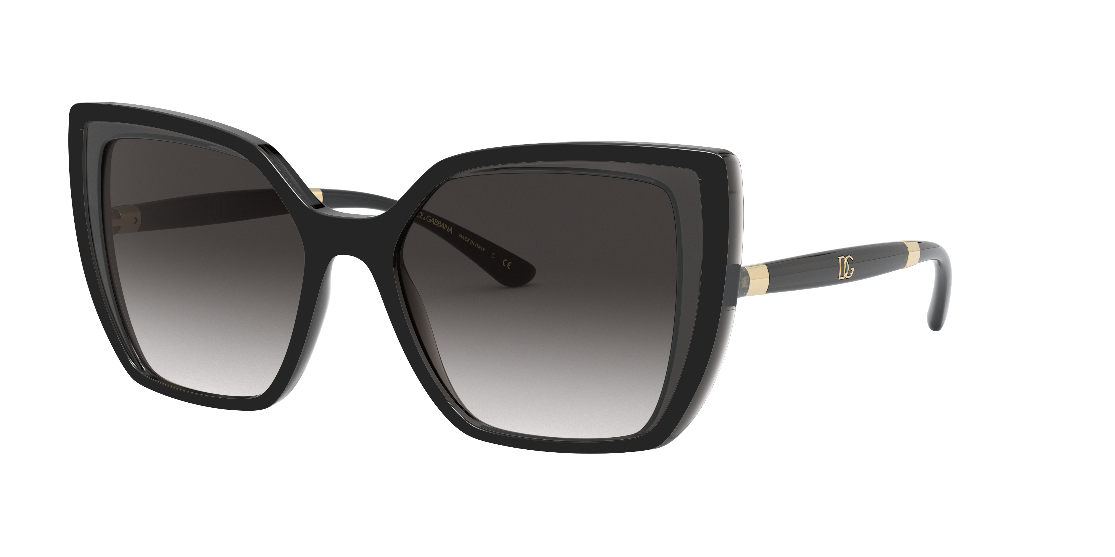 DG6138 Zwart op transparant grijs KunststofSunglass Frames van B24, Hoekweergave