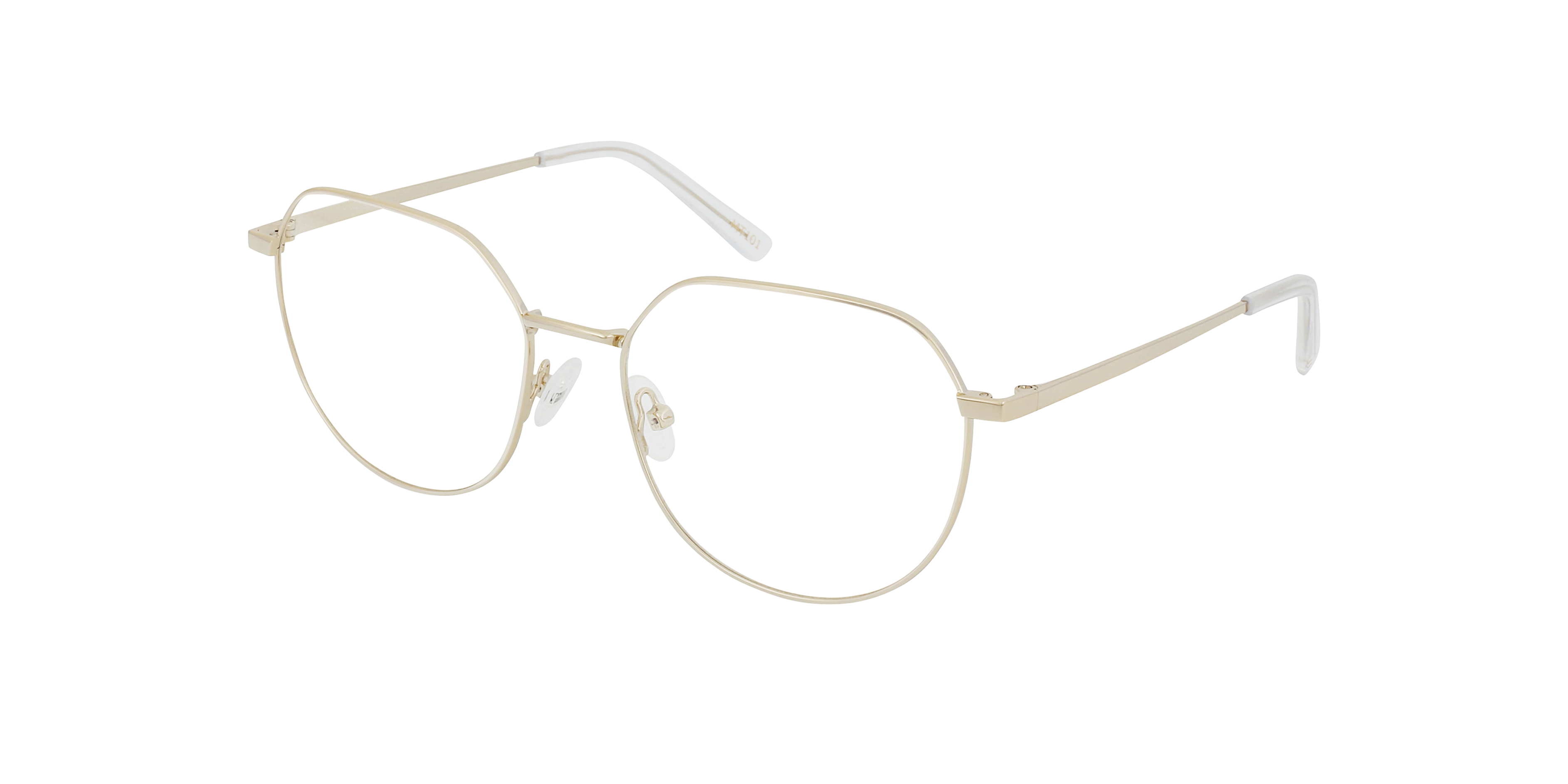 Nisrine Light Gold Metal MetallEyeglass Frames von B24, Dreiviertelansicht
