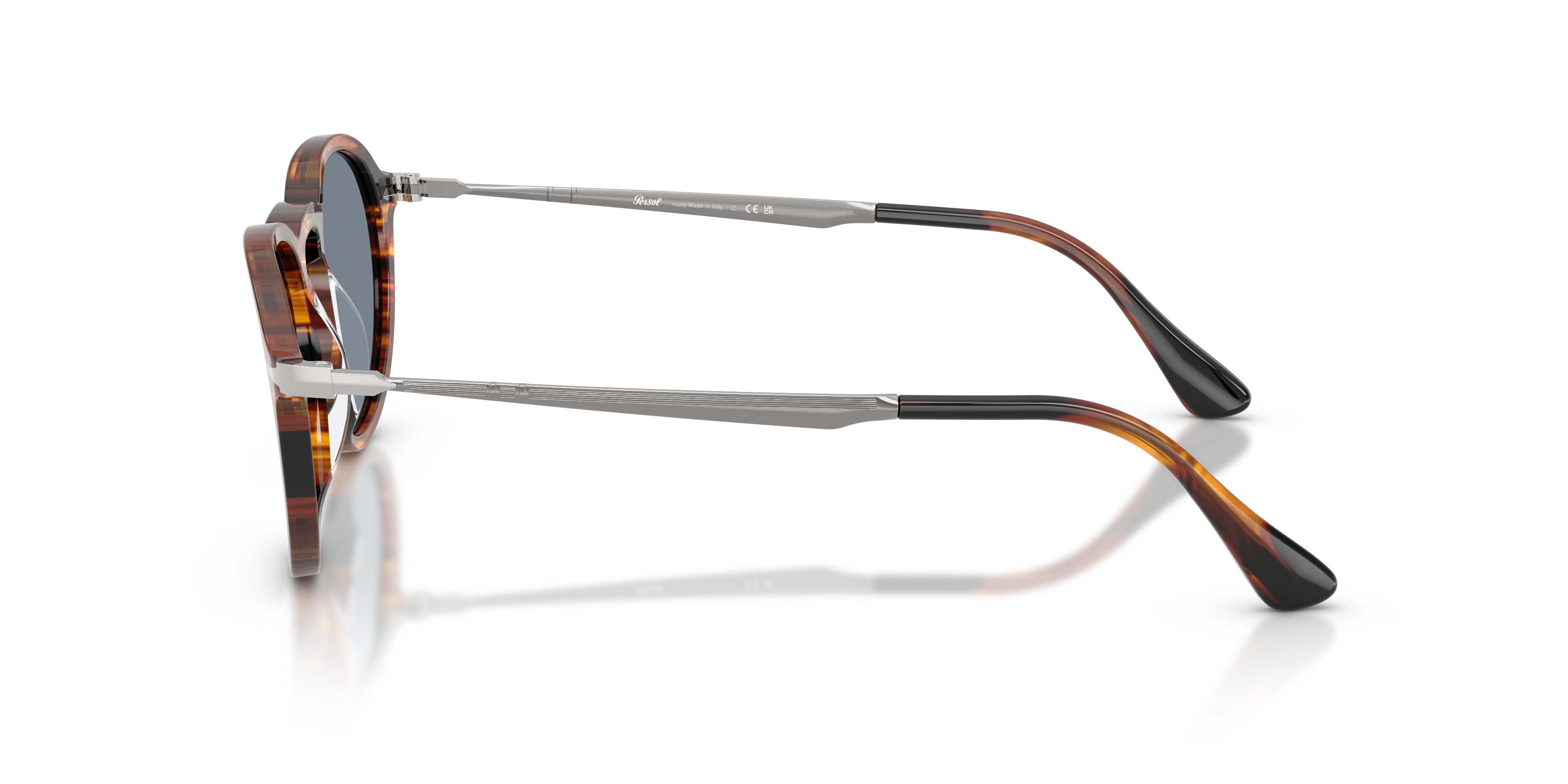 PO3383S Striped Black & Brown AcetaatSunglass Frames van B24, Zijaanzicht