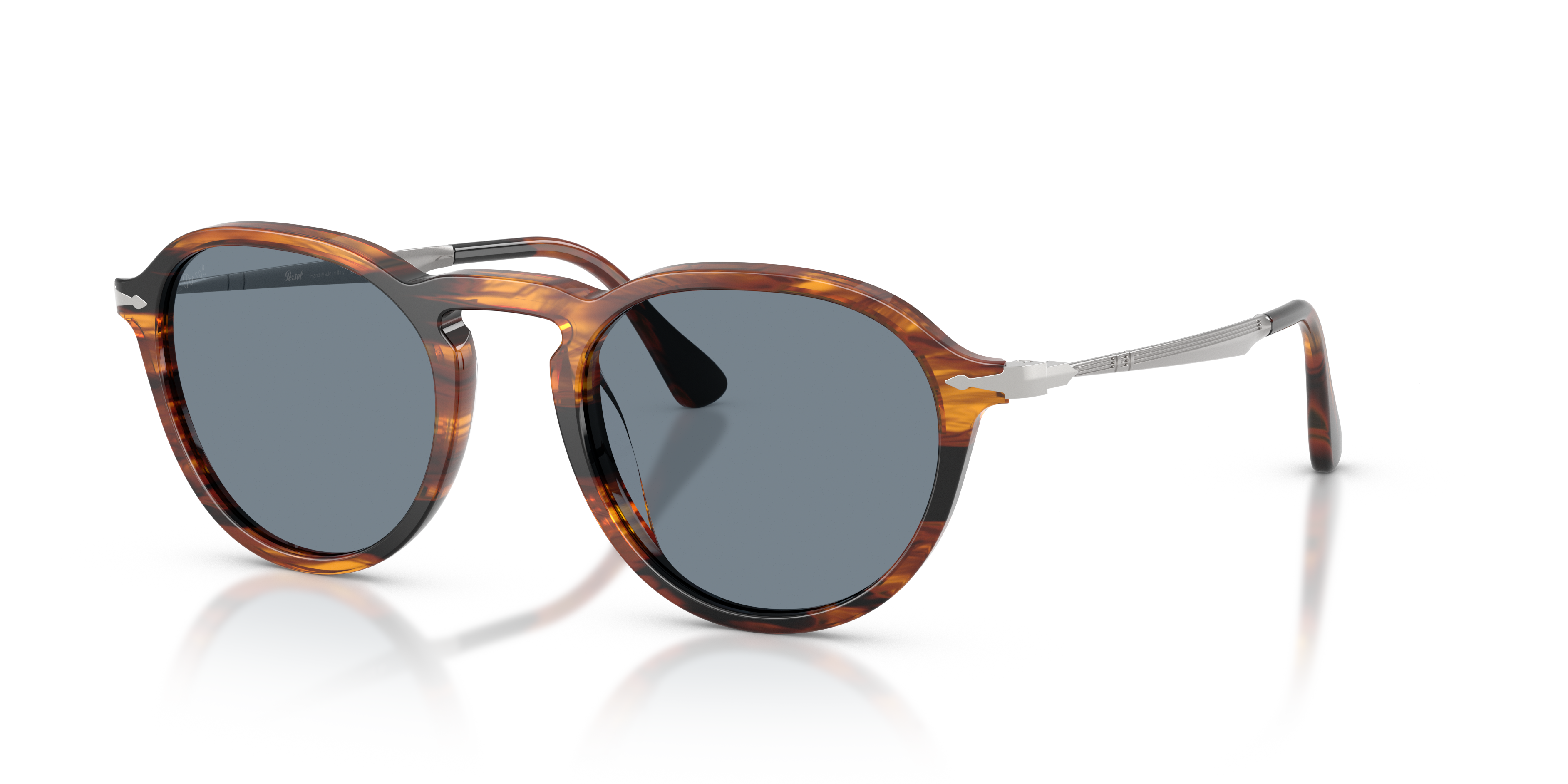 PO3383S Striped Black & Brown AcetaatSunglass Frames van B24, Hoekweergave