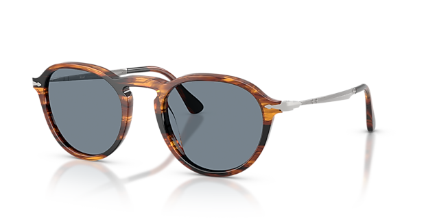 PO3383S Striped Black & Brown AcetaatSunglass Frames van B24, Hoekweergave