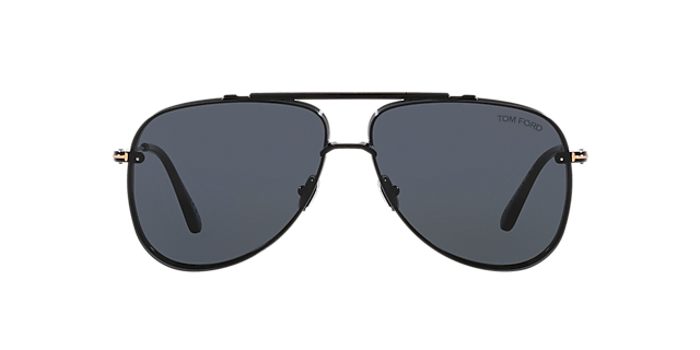 FT1071 Zwart glanzend MetaalSunglass Frames van B24, Vooraanzicht