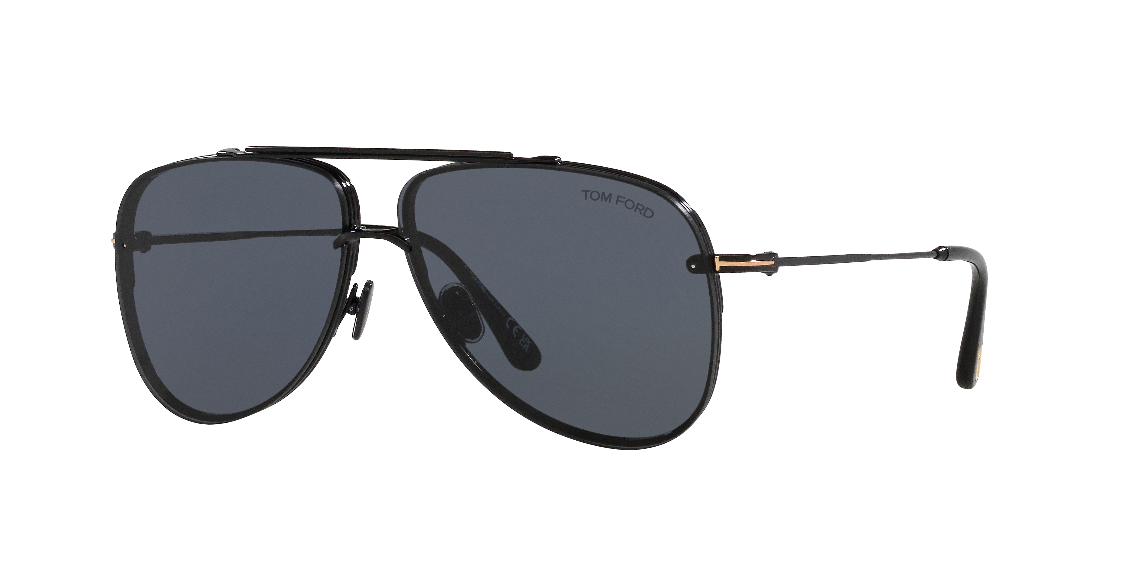 FT1071 Glänzendes Schwarz MetallSunglass Frames von B24, Dreiviertelansicht