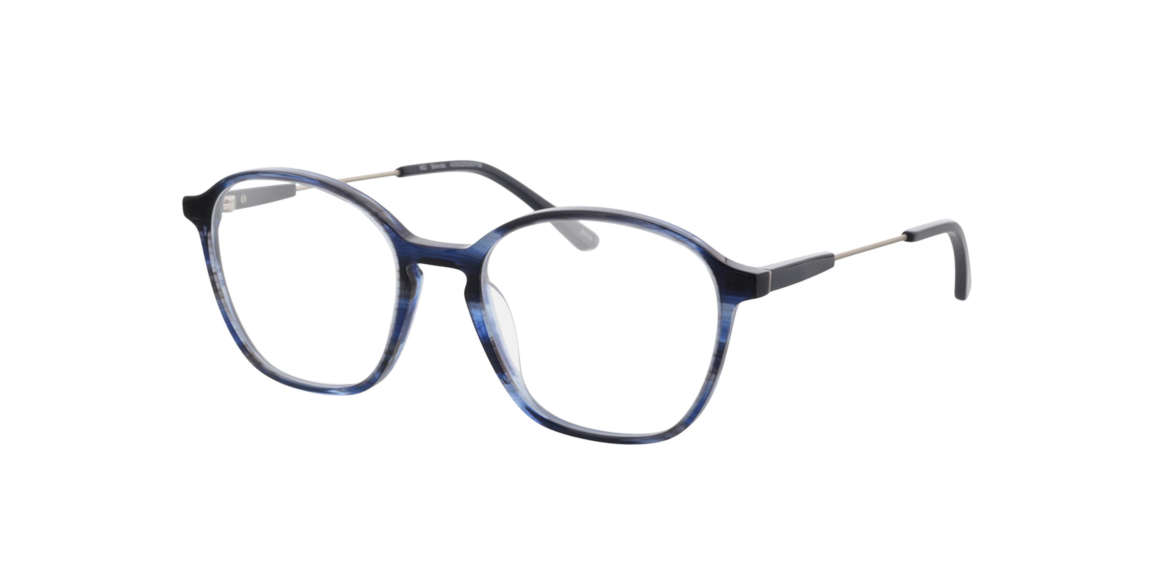 Brenda Blauw hoorn  &  matzilver AcetaatEyeglass Frames van B24, Hoekweergave