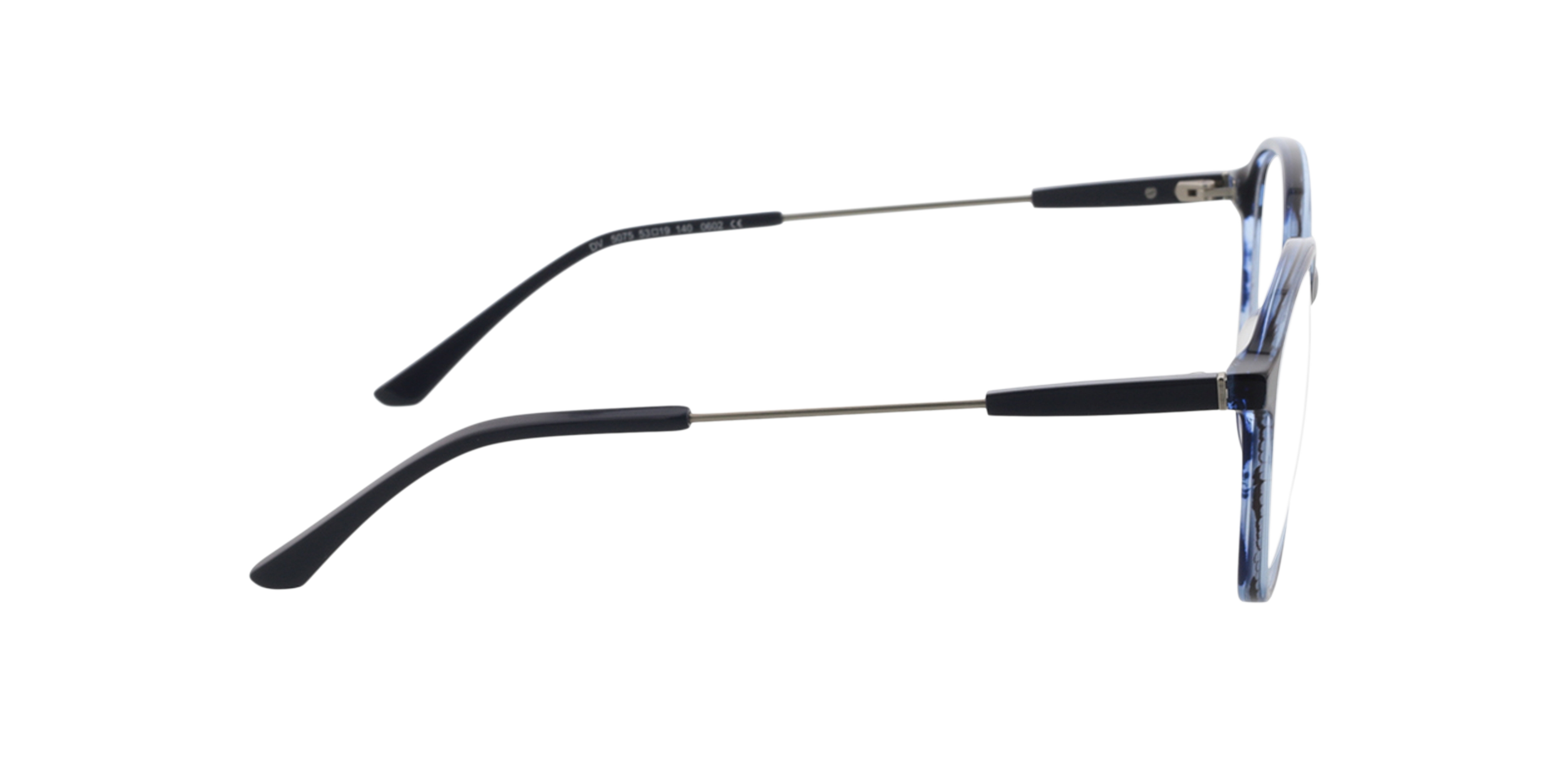 Brenda Blauw hoorn  &  matzilver AcetaatEyeglass Frames van B24, Zijaanzicht