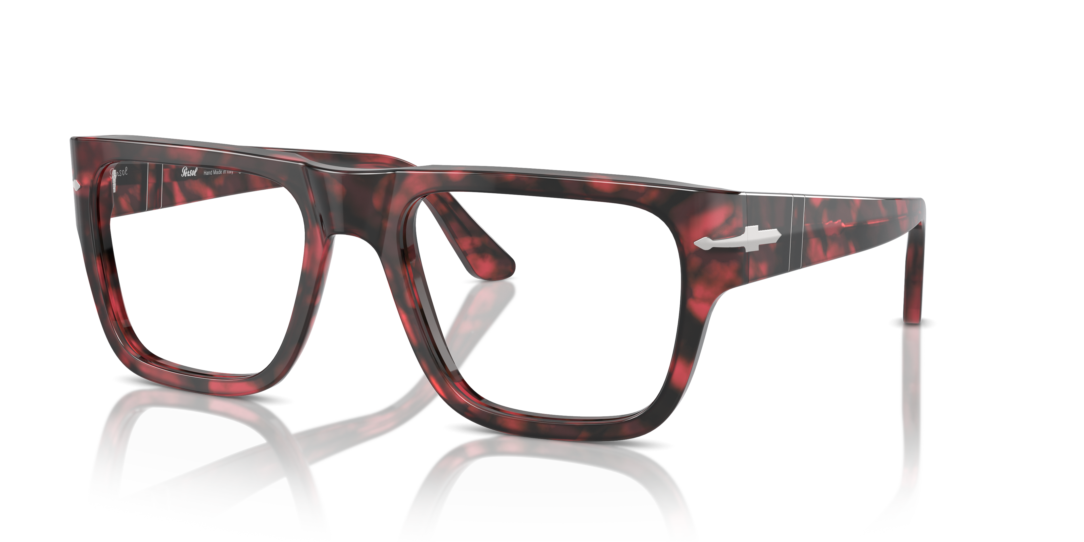 PO3348V Rood Havana AcetaatEyeglass Frames van B24, Hoekweergave