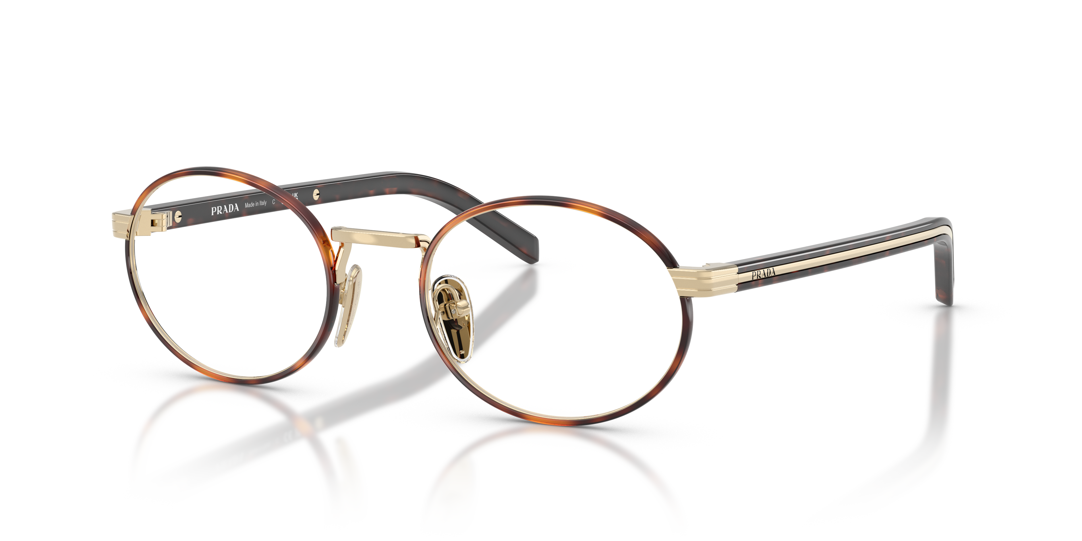 PR B55V Pale Gold & Root Tortoise MetaalEyeglass Frames van B24, Hoekweergave