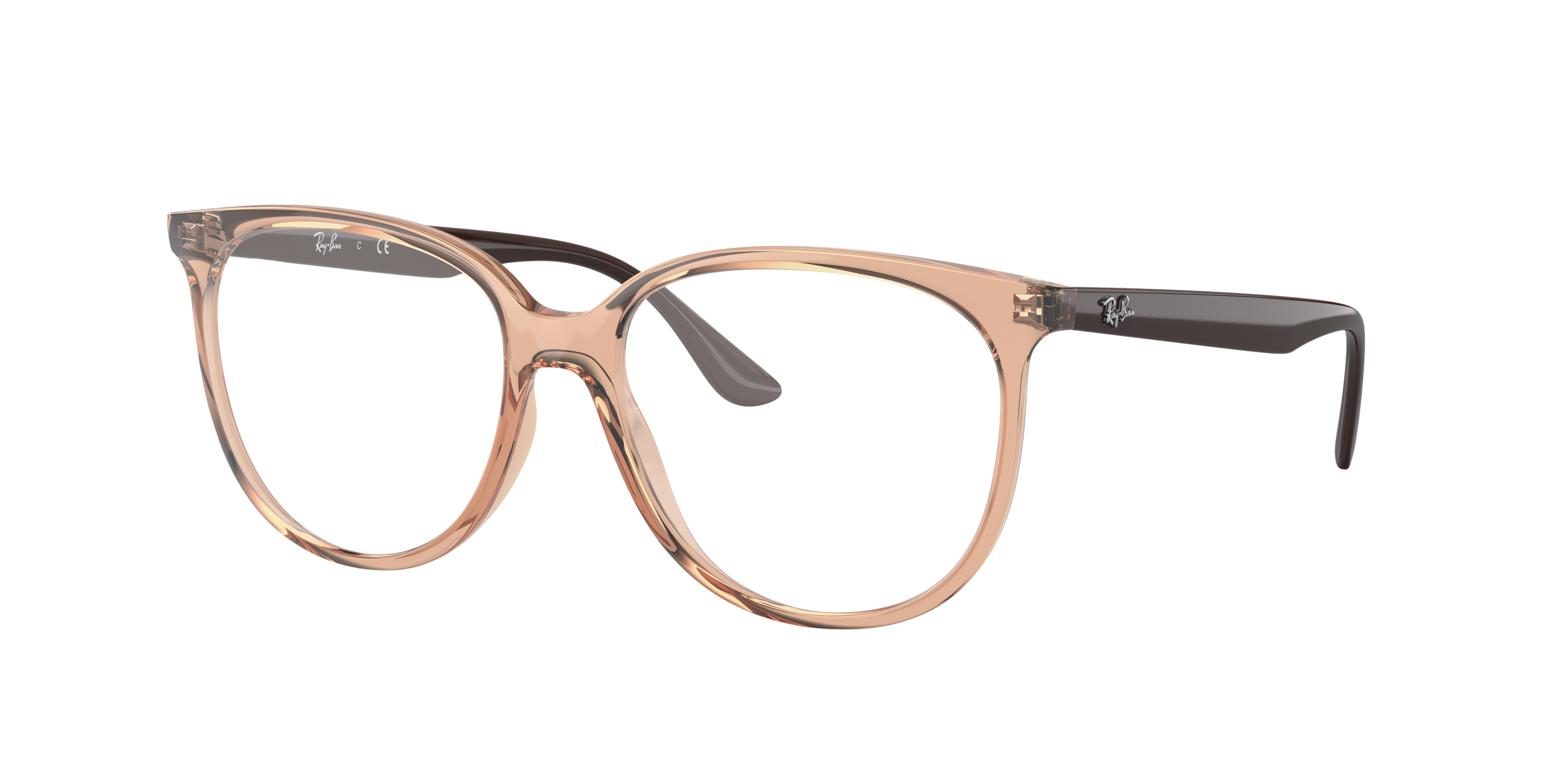 RB4378V Braun transparent KunststoffEyeglass Frames von B24, Dreiviertelansicht