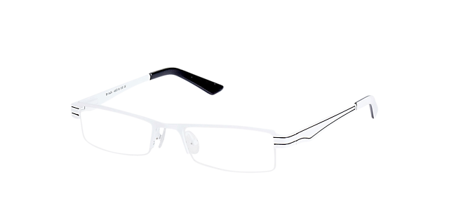 Kali White & Black MetallEyeglass Frames von B24, Dreiviertelansicht