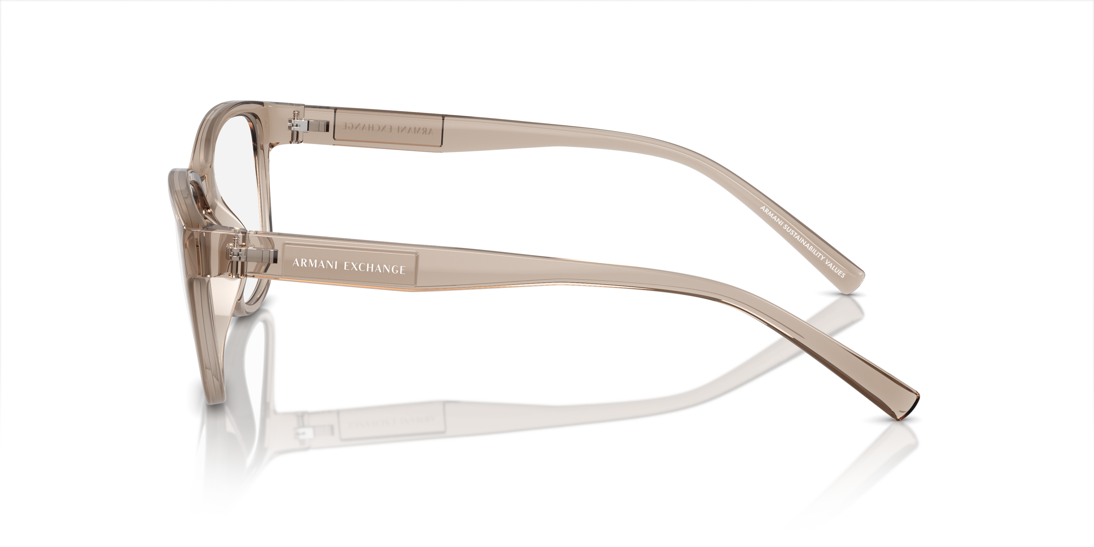 AX3111U Shiny Transparent Brown KunststoffEyeglass Frames von B24, Seitenansicht