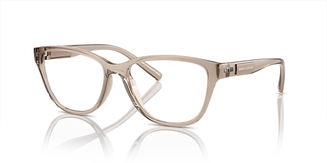 AX3111U Shiny Transparent Brown KunststoffEyeglass Frames von B24, Dreiviertelansicht