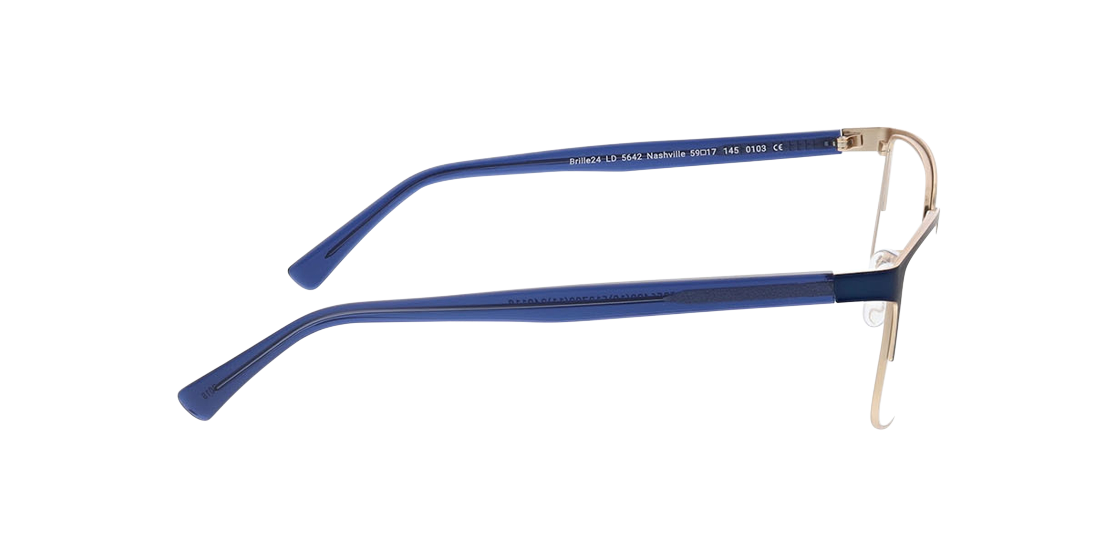 Nashville Donkerblauw  &  goud MetaalEyeglass Frames van B24, Zijaanzicht