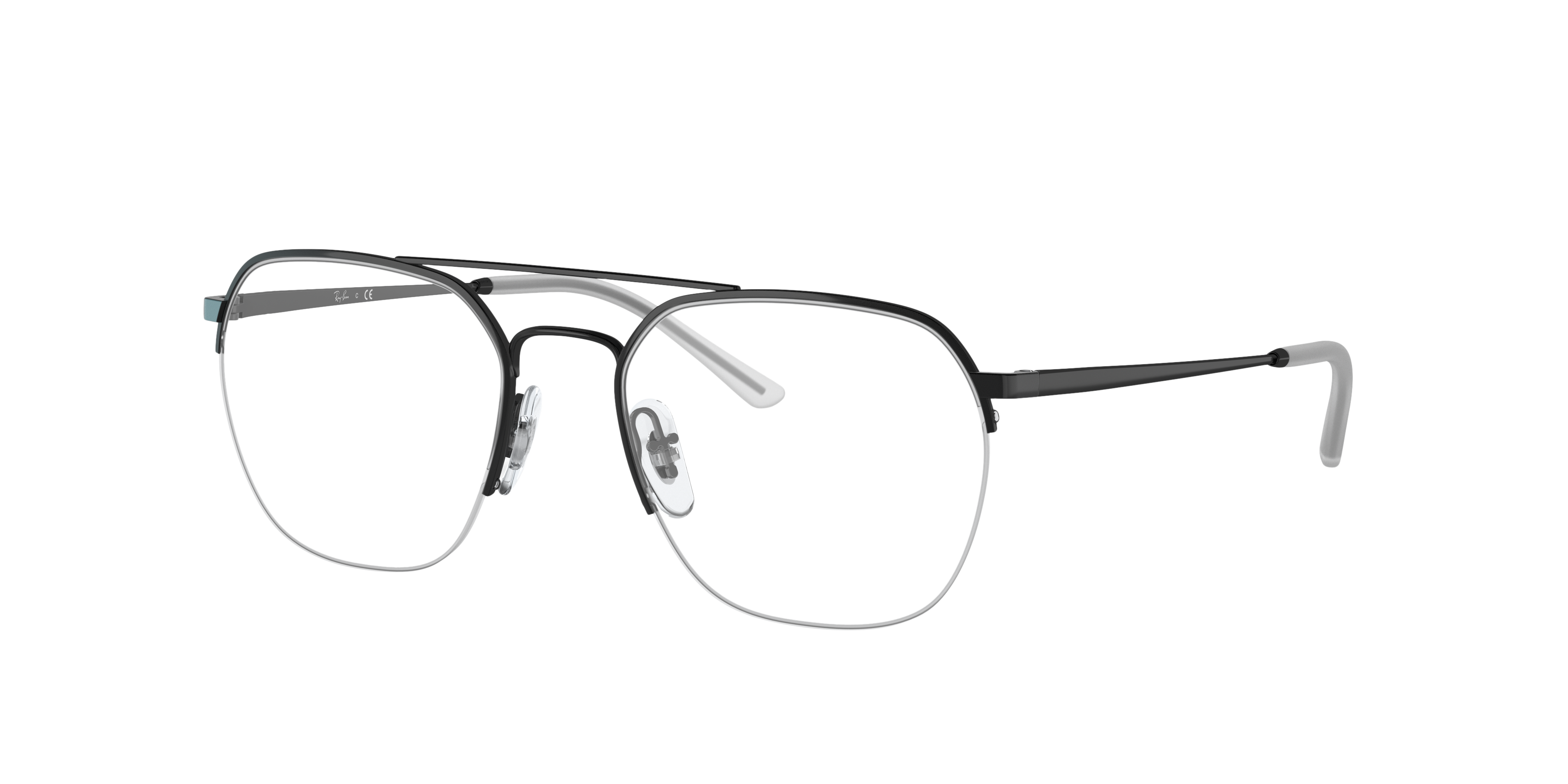 RB6444 Schwarz MetallEyeglass Frames von B24, Dreiviertelansicht