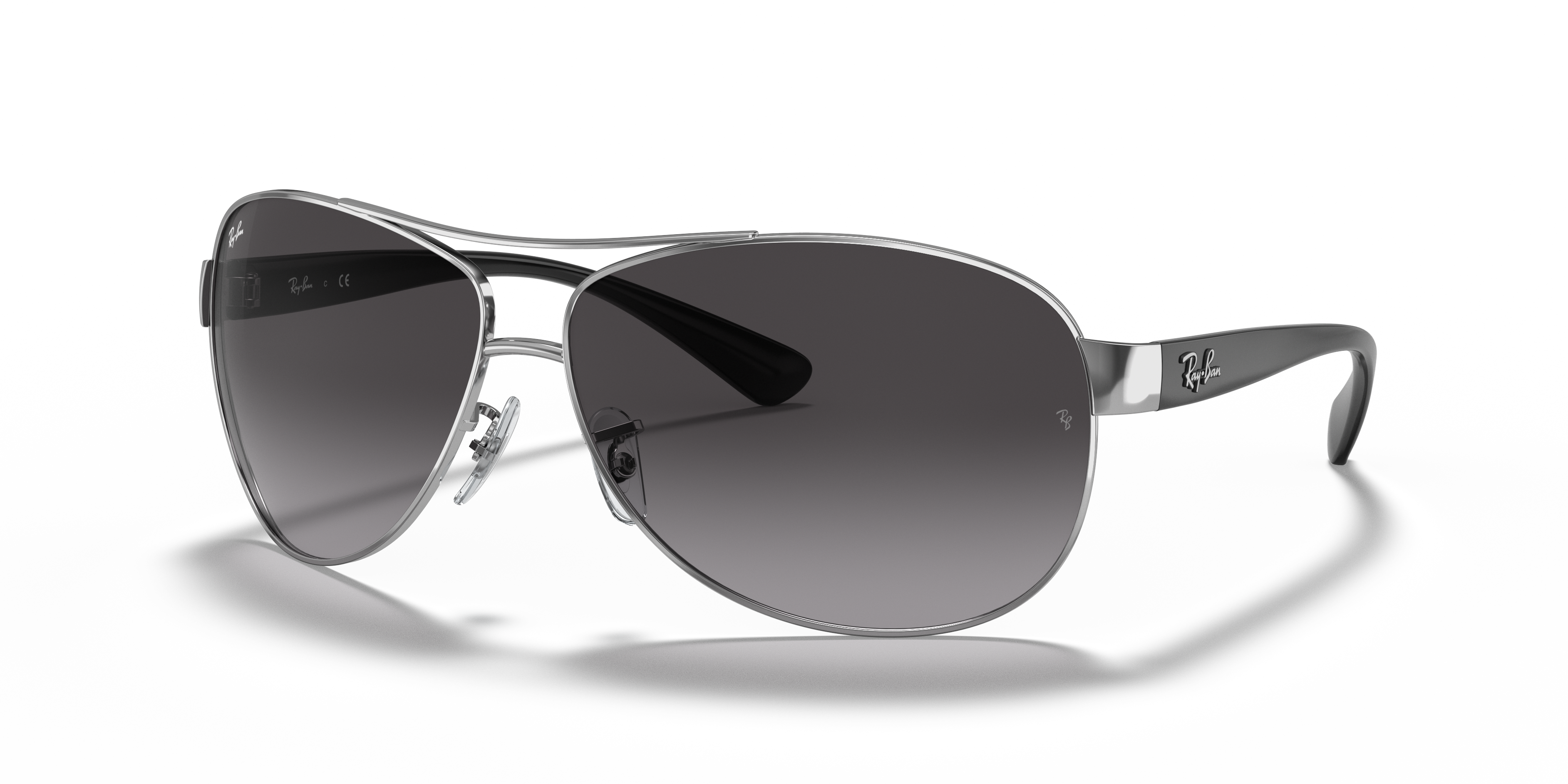 RB3386 Silber MetallSunglass Frames von B24, Dreiviertelansicht