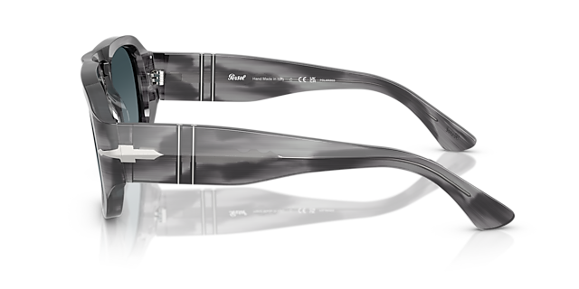 PO3373S Grau gestreift AcetatSunglass Frames von B24, Seitenansicht