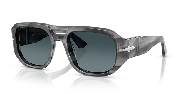 PO3373S Grau gestreift AcetatSunglass Frames von B24, Dreiviertelansicht