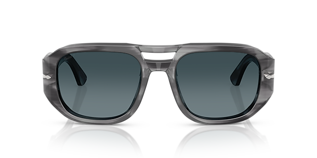 PO3373S Grau gestreift AcetatSunglass Frames von B24, Vorderansicht