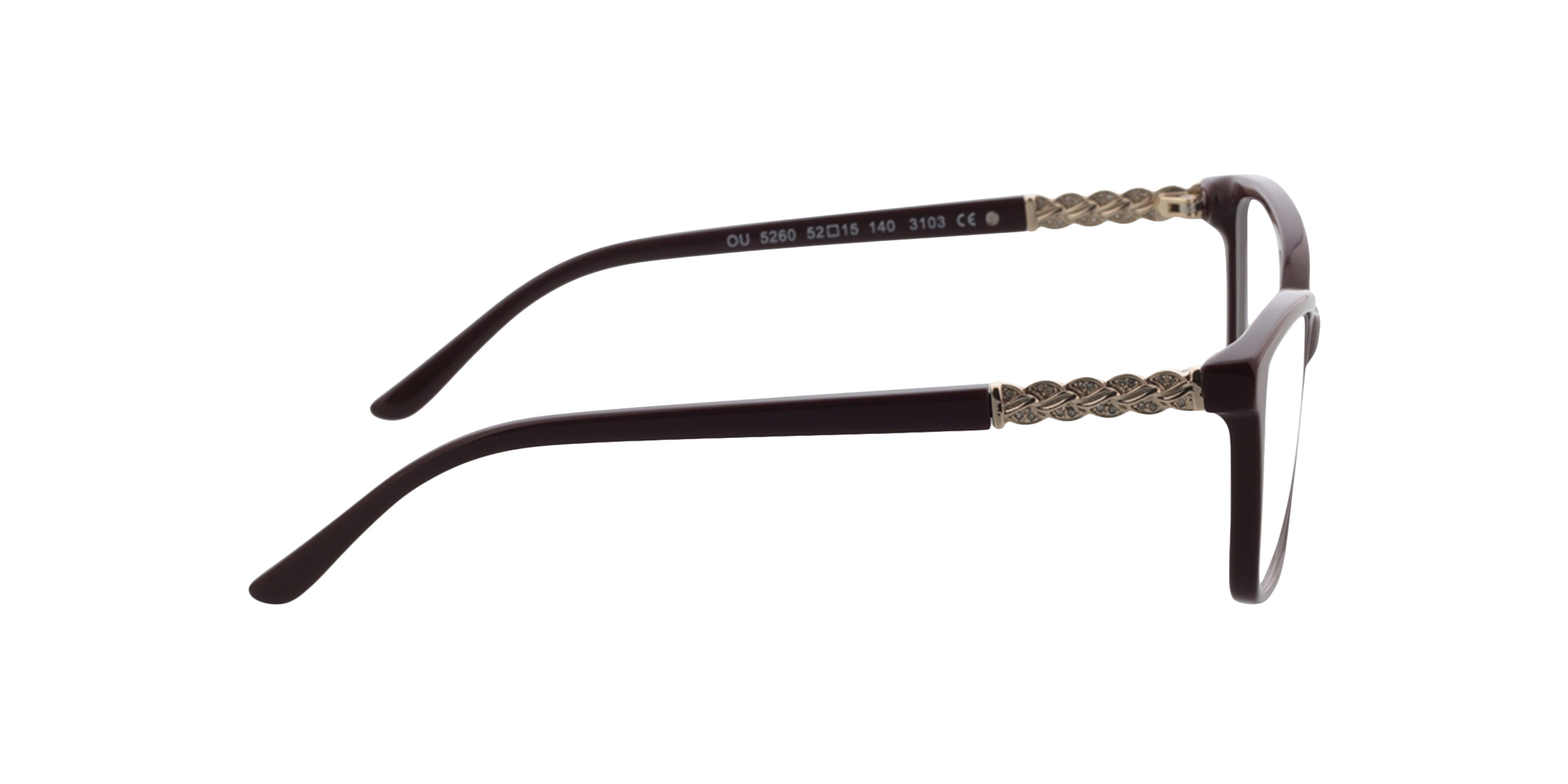 Lisa Burgunder & Gold AcetatEyeglass Frames von B24, Seitenansicht